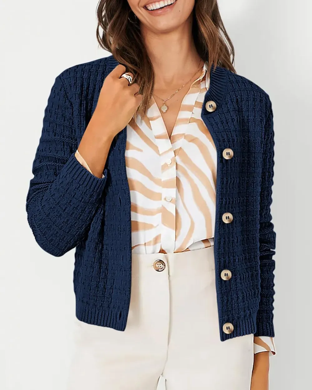 Women's Knit Cardigan Sweaters Casual Long Sleeve Open Front Button Down Trendy Jackets Outerwear