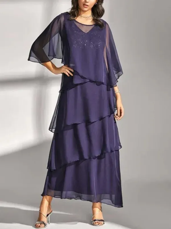 Mesh solid color maxi dress