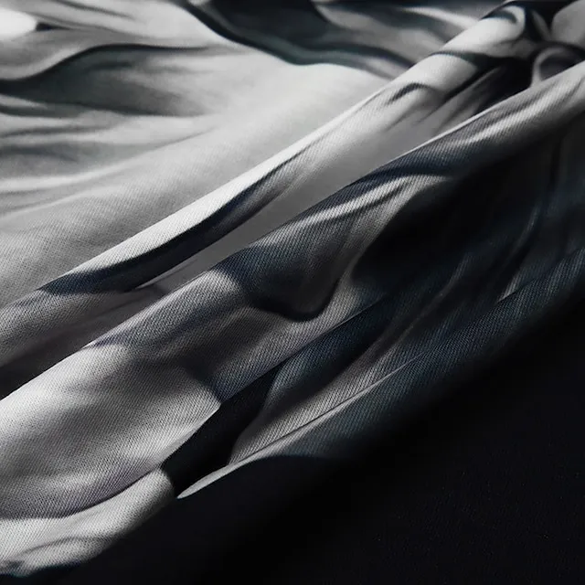 Women's Casual Dress Shift Dress Floral Dress Mini Dress Black And White Black White Short Sleeve Floral Print Summer Spring Scalloped Neck Fashion Vacation 2023 S M L XL XXL 3XL