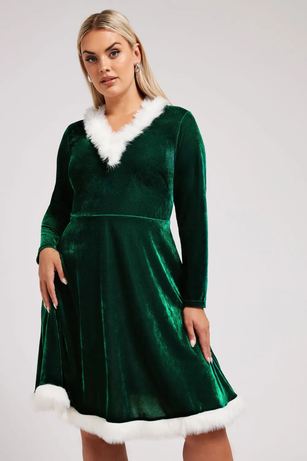 YOURS LONDON Curve Red Velvet Santa Dress