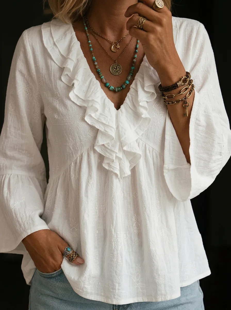 Women's Nashville Country Music Ruffle Printed Top