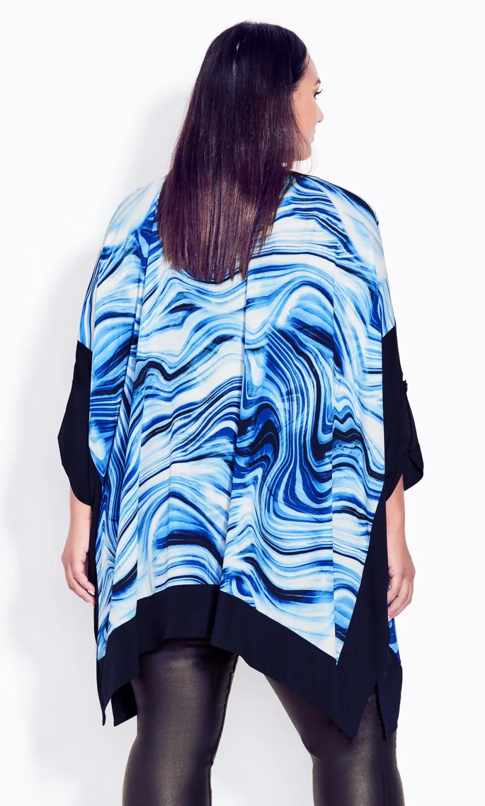 Evans Blue Swirl Print Kimono Jacket