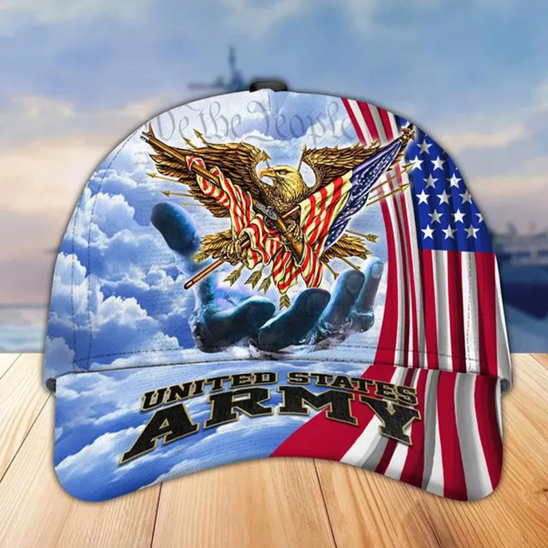 Unisex Casual Independence Day Us Army Print Cap