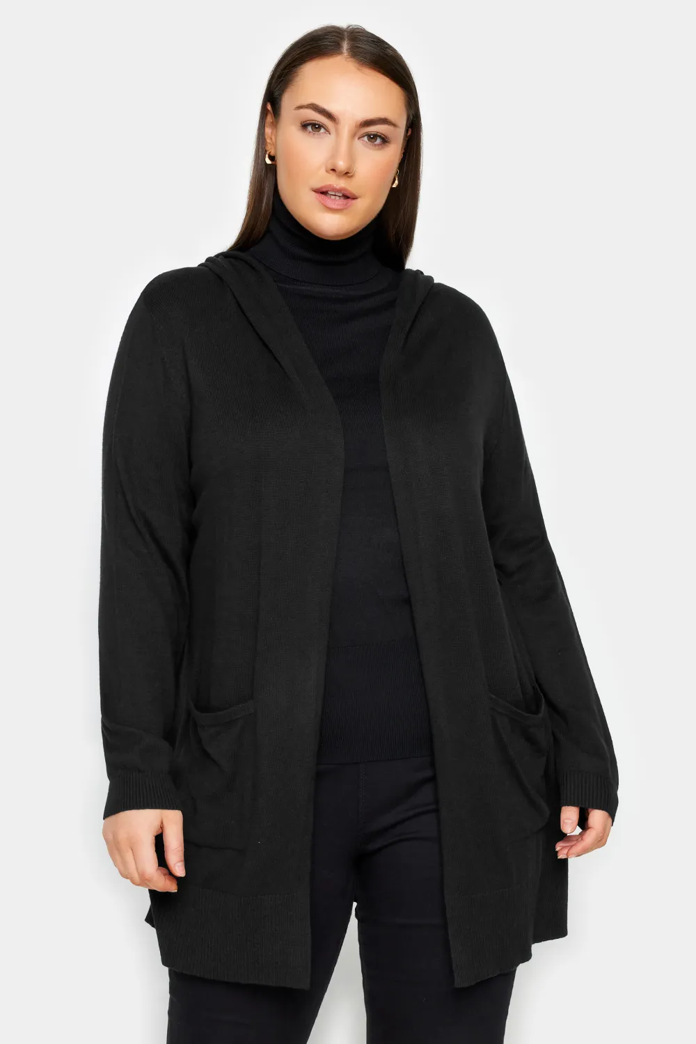 Evans Black Hooded Cardigan
