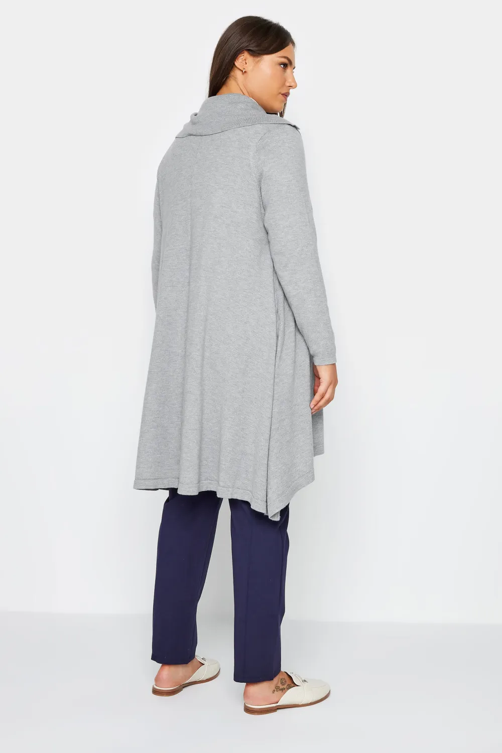Evans Grey Button Through Longline Cardigan