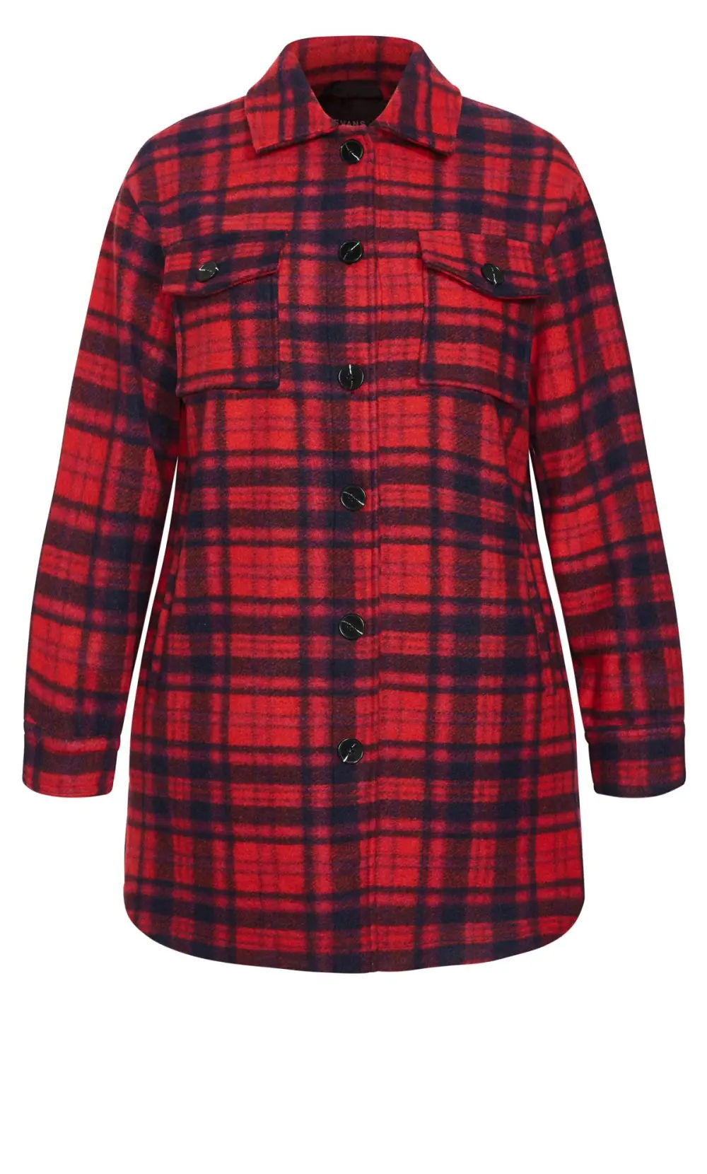 Evans Red Check Print Shacket