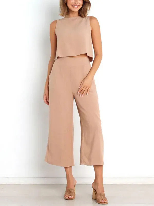 simple and comfortable sleeveless women's two-piece sets