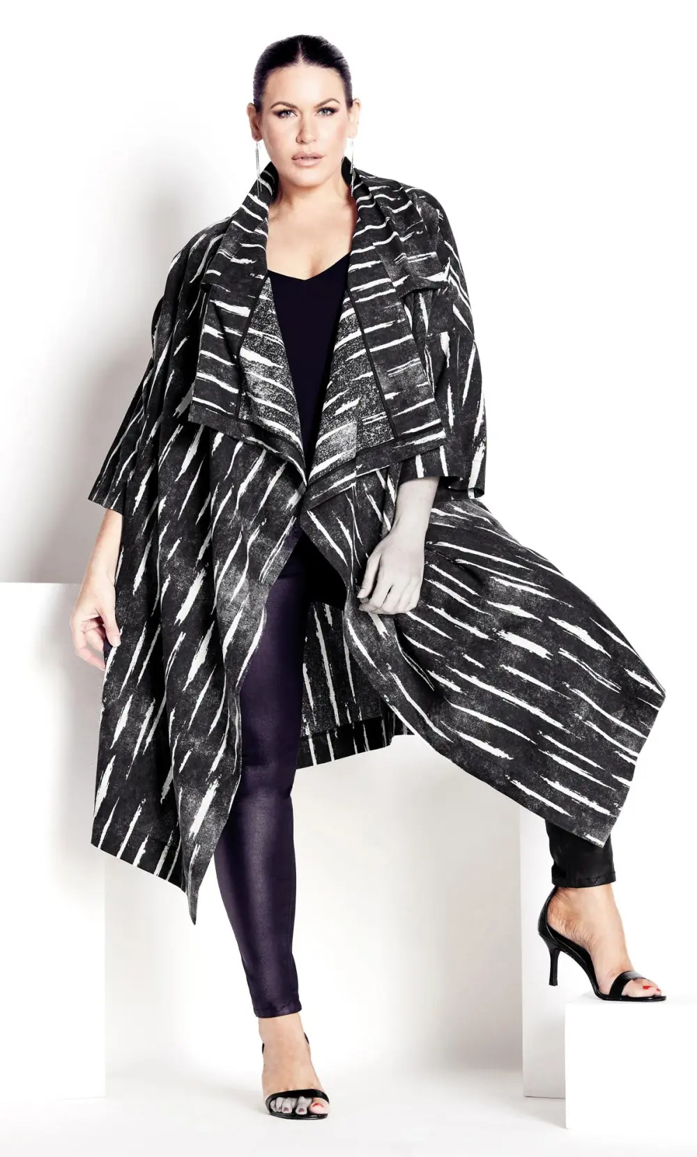 Evans Black Stripe Cape Jacket