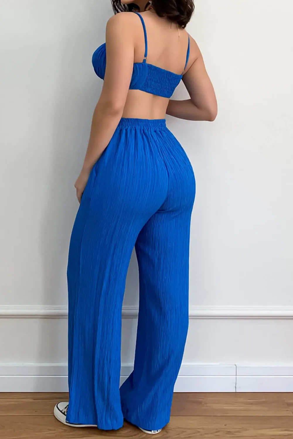 Camisole crop top and wide-leg pants set