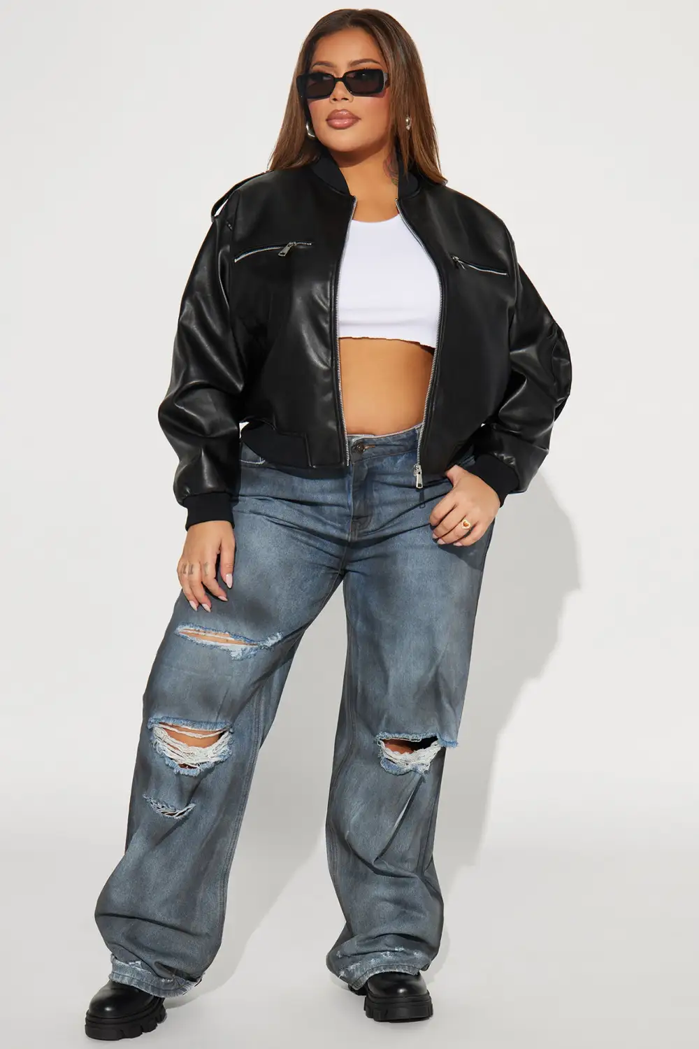 Gotta Have It Faux Leather Bomber Jacket - Black