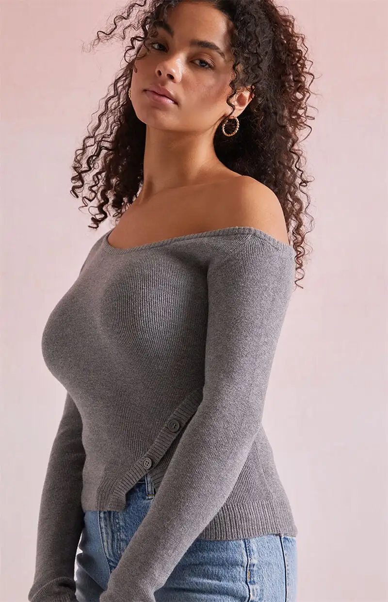 Beverly and Beck Daryn Asymmetrical Button Sweater