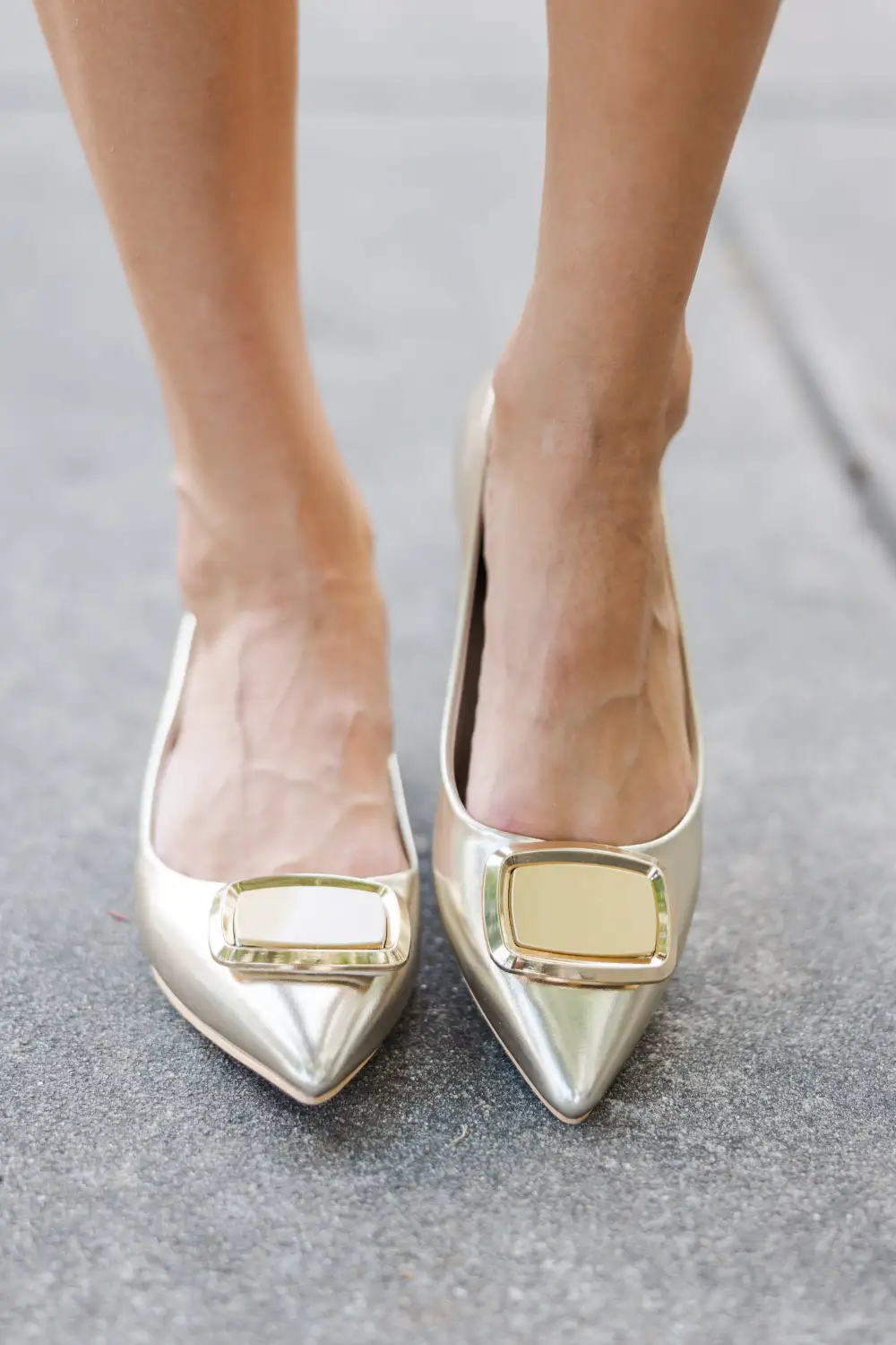 Take Care Gold Heeled Ballet Flats