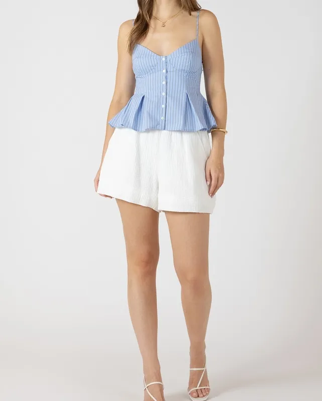 Pleated Button Front Cami Top