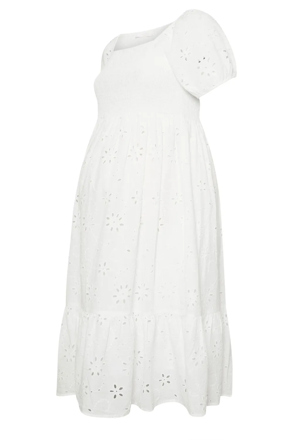 BUMP IT UP MATERNITY Curve White Cotton Broderie Midi Dress