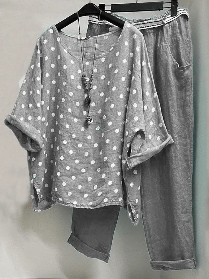Women's fashion polka dot print suit