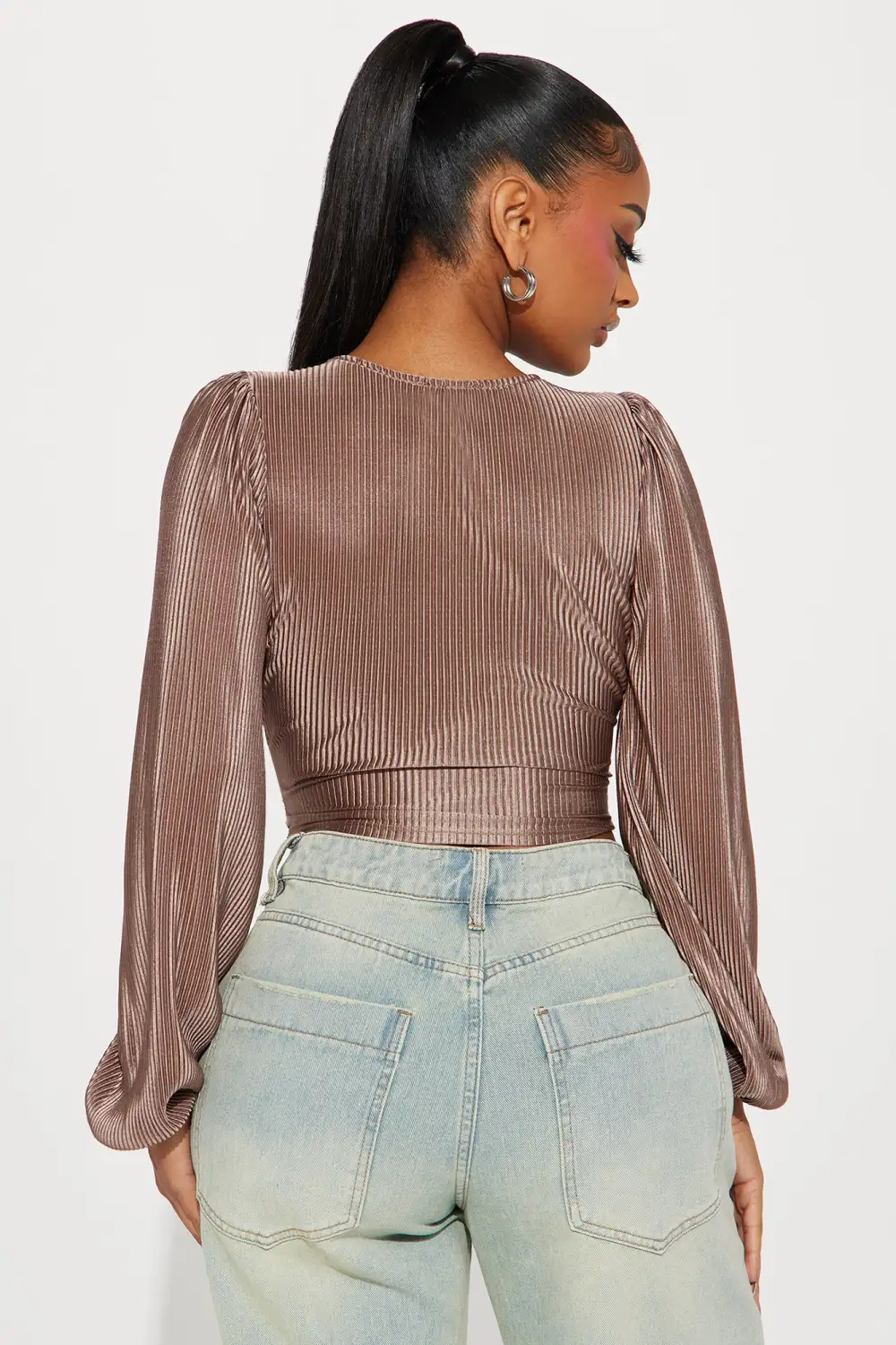 Josephine Plunge Neck Top - Coco
