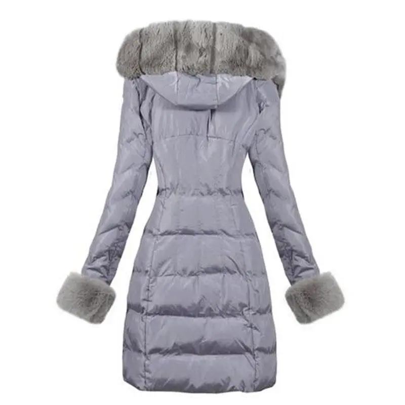 Faux Fur Hooded Purple Down Coat