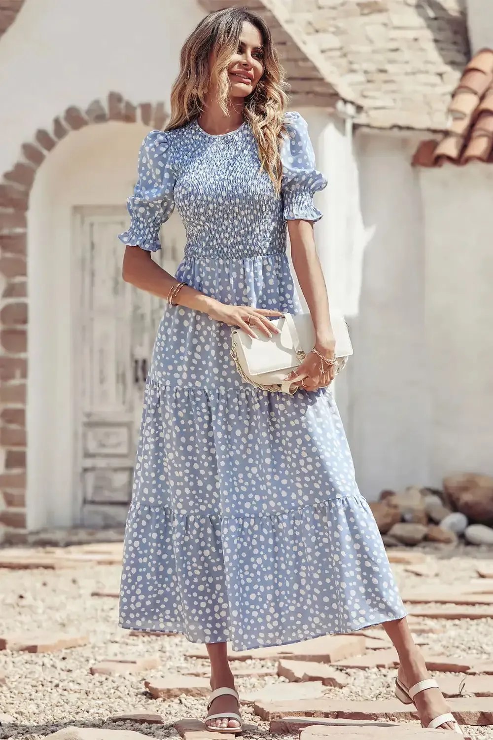 Summer Ruffle Bohemian Tiered Smocked Maxi Dress