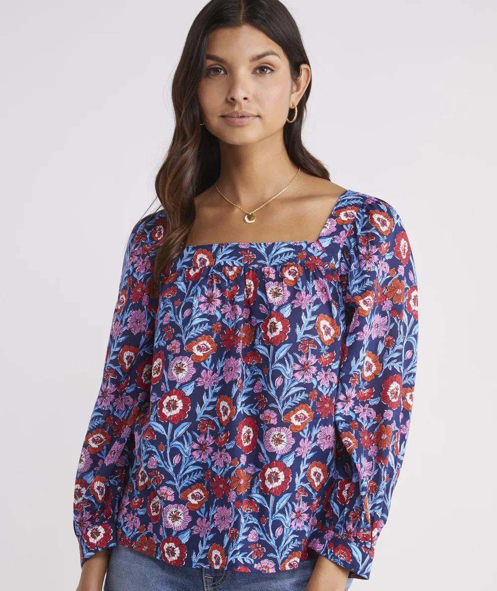 Tisbury Floral Square-Neck Top