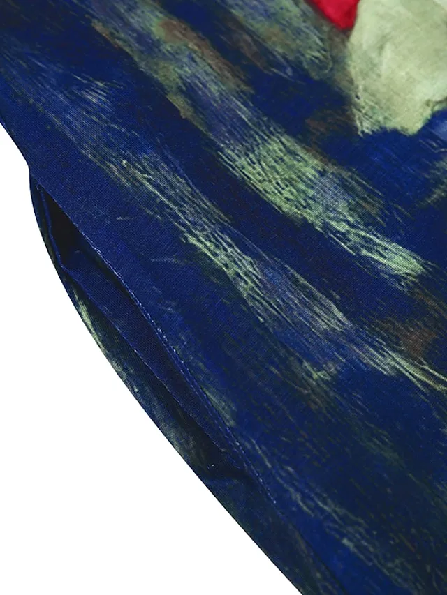 Women‘s Shift Dress Maxi long Dress Green Blue Gray Dark Blue Short Sleeve Floral Pocket Print Spring Summer Crew Neck Casual 2023 S M L XL XXL XXXL