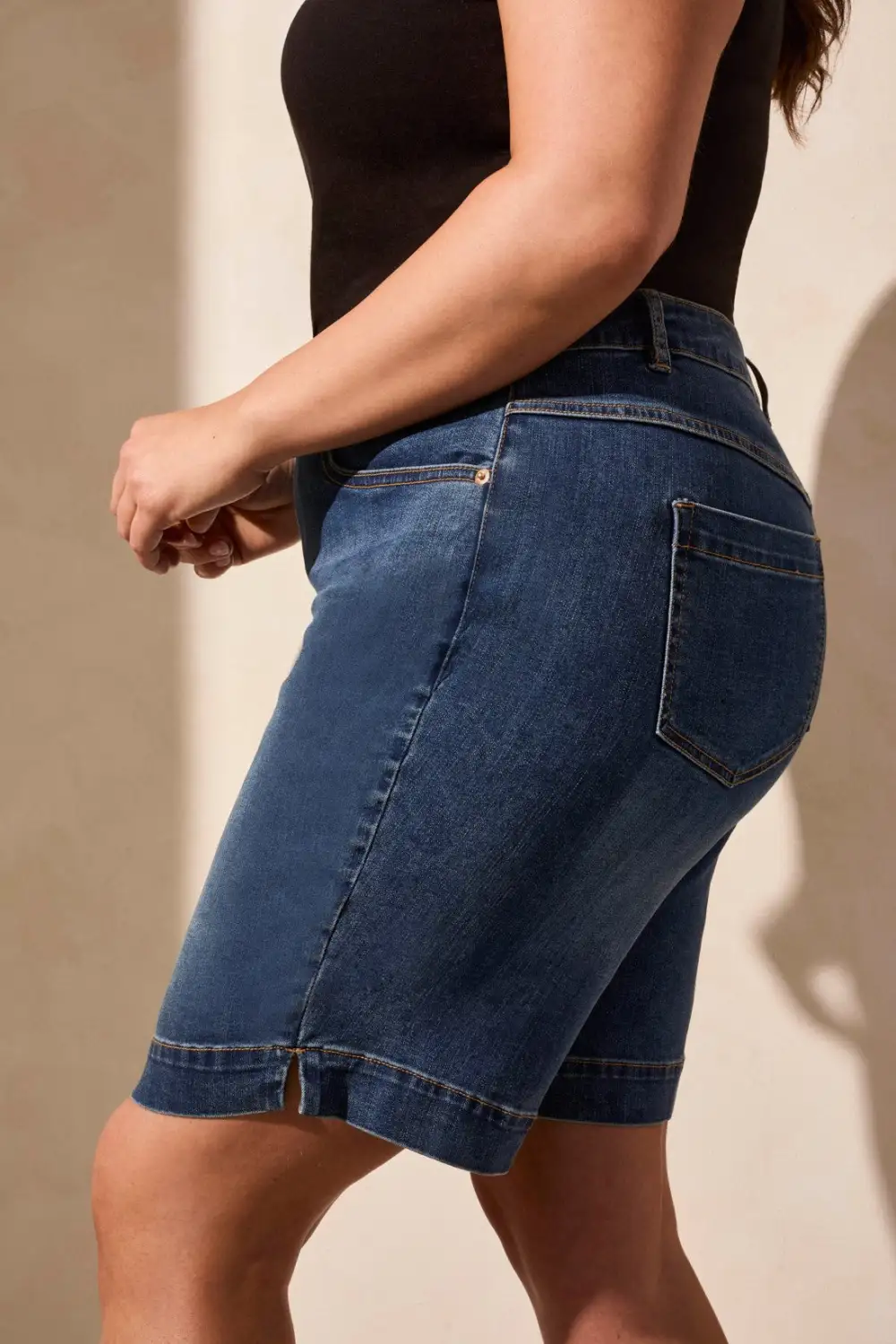 Audrey Comfort Stretch Pull-On Bermuda Shorts-Stormyblue