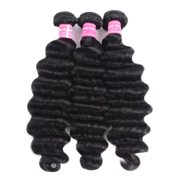 Sterly Unprocessed Loose Deep Wave Virgin Hair 3 Bundles with 4×4 Lace Closure Hand-tied
