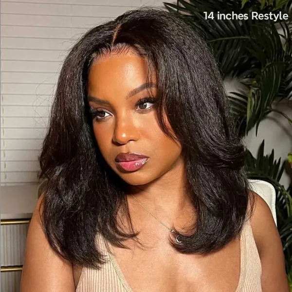 Kinky Straight Bob Human Hair Wig 7×6/13×6 HD Lace Glueless Short Wig