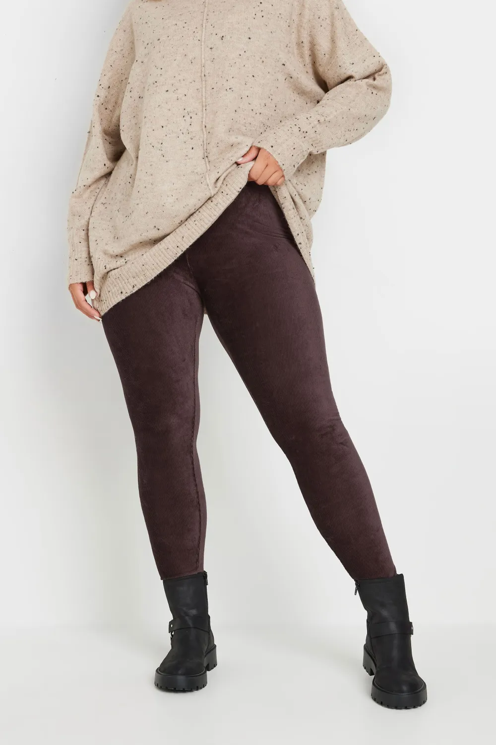 YOURS Curve Chocolate Brown Corduroy Leggings