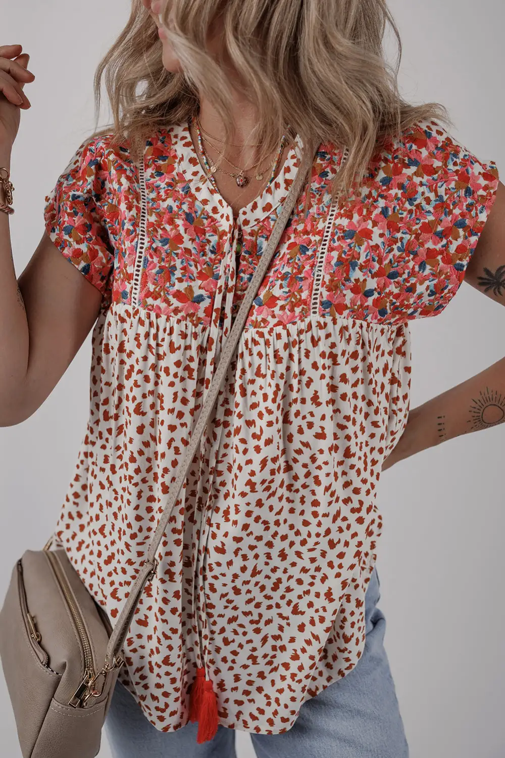 Paisley Embroidered Tie Detail Blouse