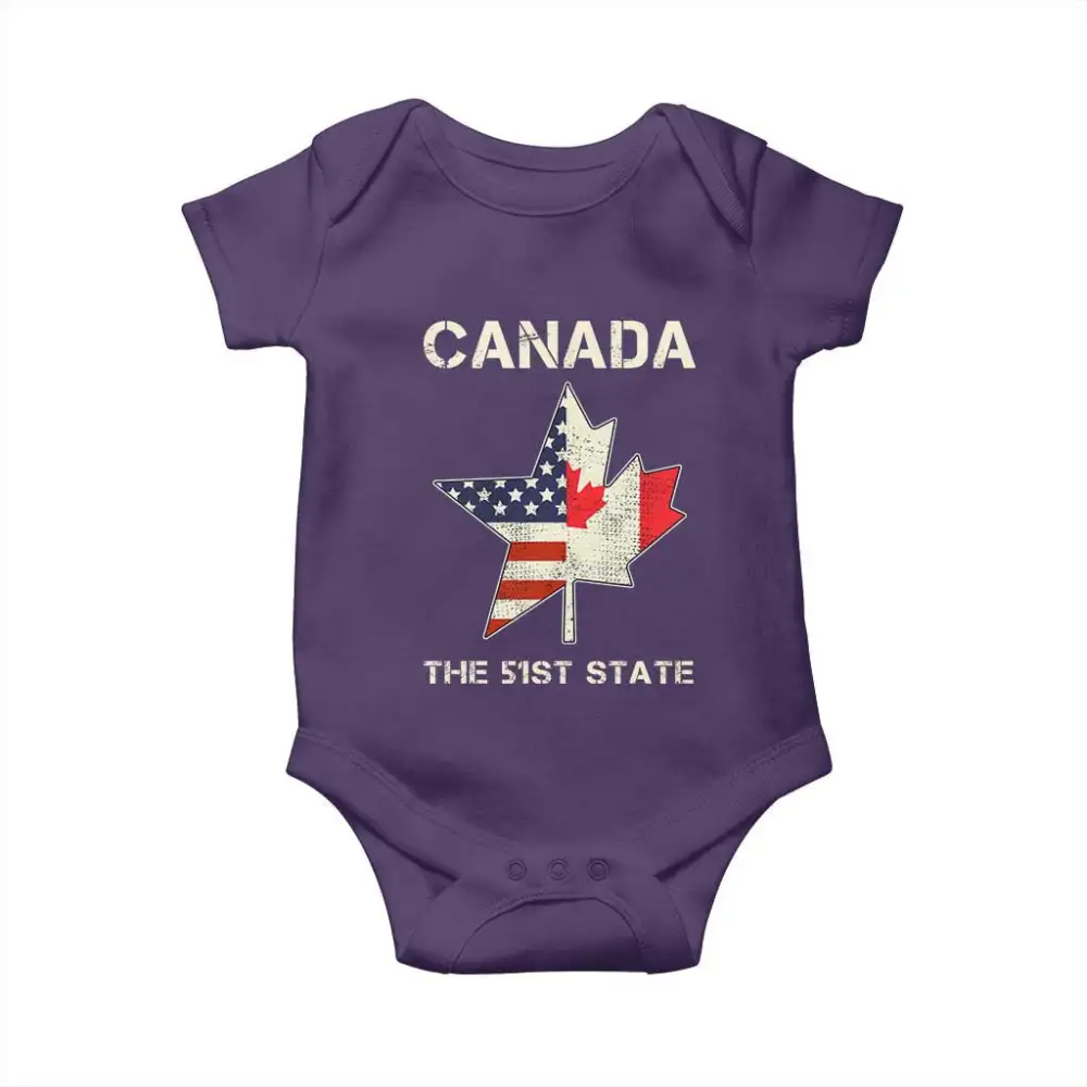 Canada The 51st State Baby Onesie Maple Canadian American Flag TS09