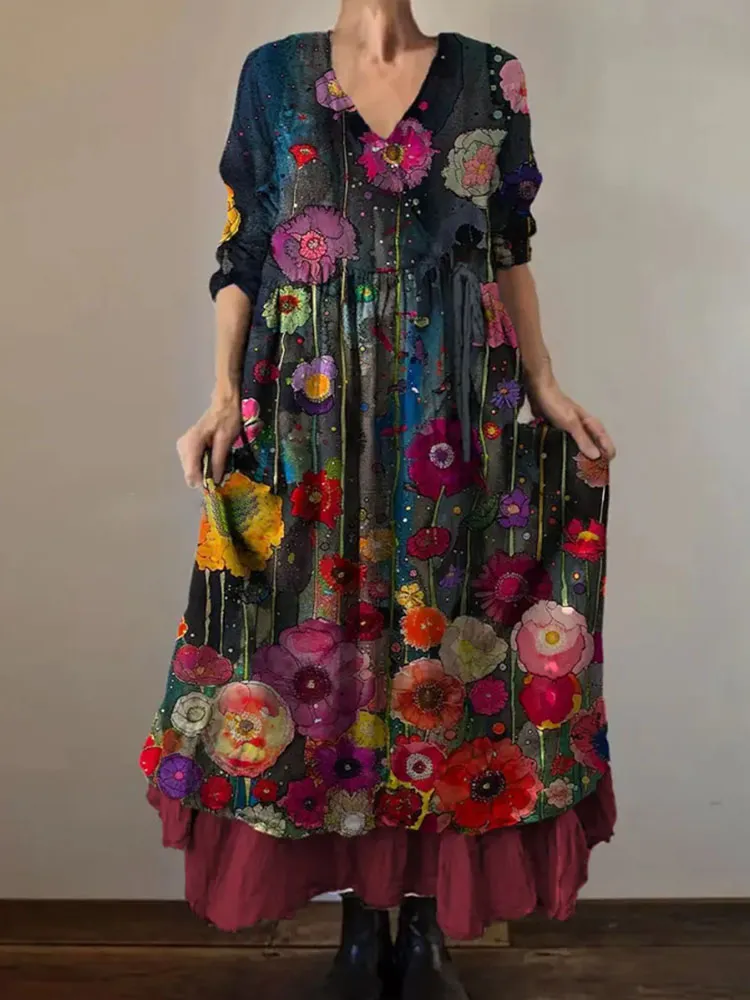 Women'S Floral Pattern Casual Dress
