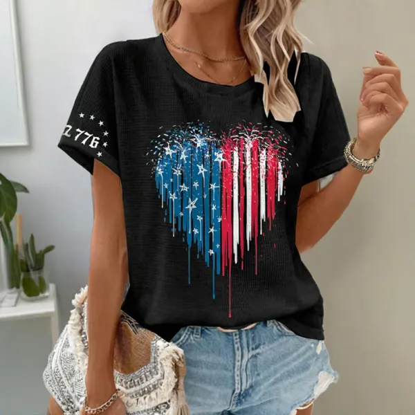 Women's Independence Day Waffle Crew Neck T-shirt