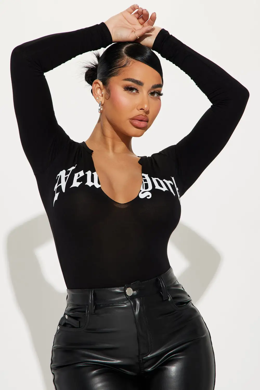 With Love New York Long Sleeve Bodysuit - Black