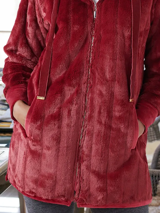 Casual Hooded Teddy Jacket