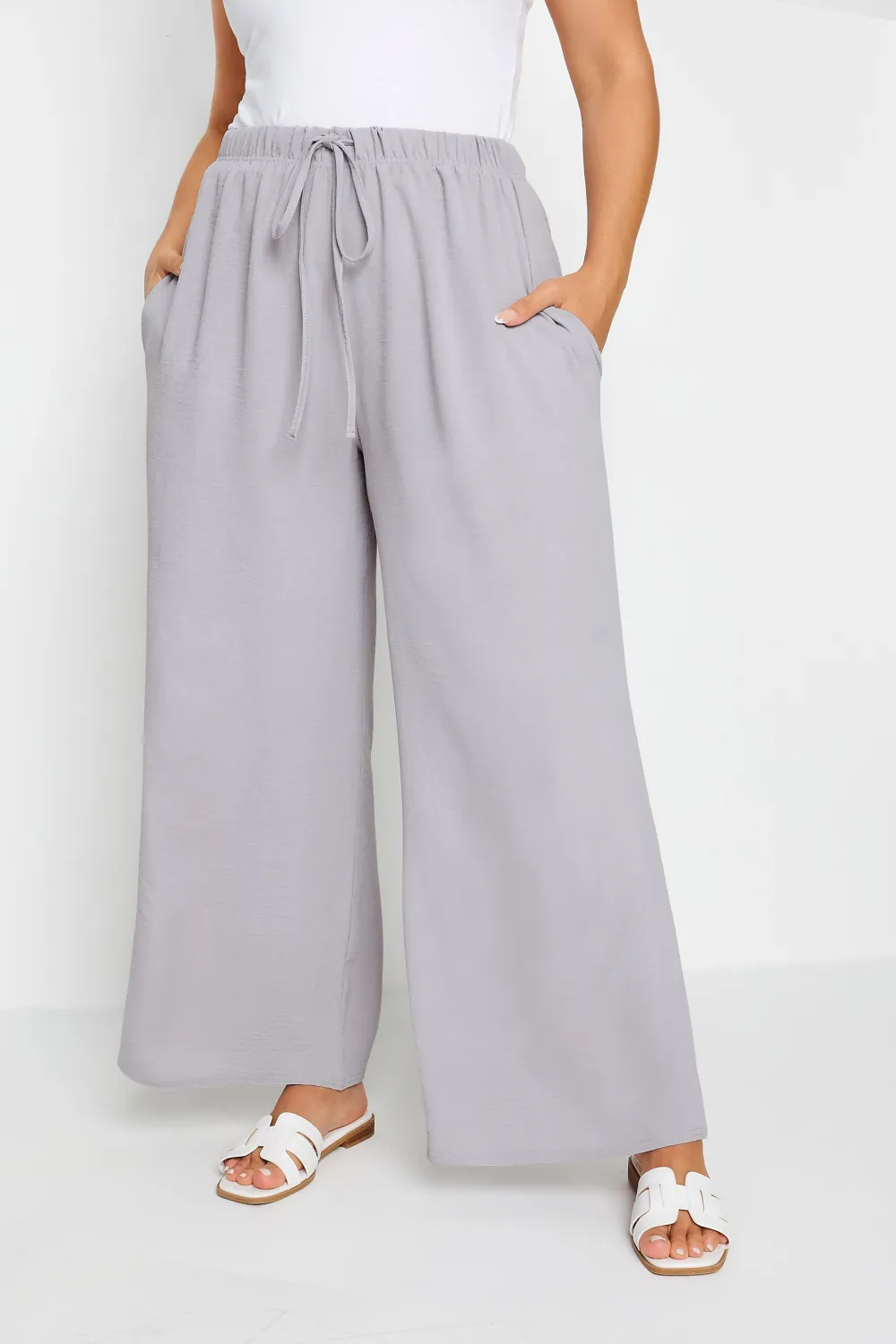 YOURS Curve Olive Green Twill Wide Leg Trousers
