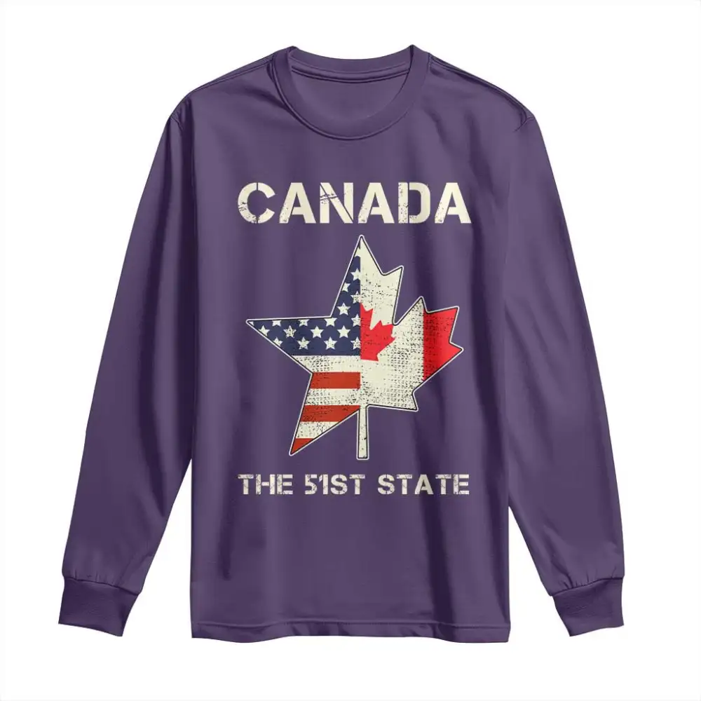 Canada The 51st State Long Sleeve Shirt Maple Canadian American Flag TS09
