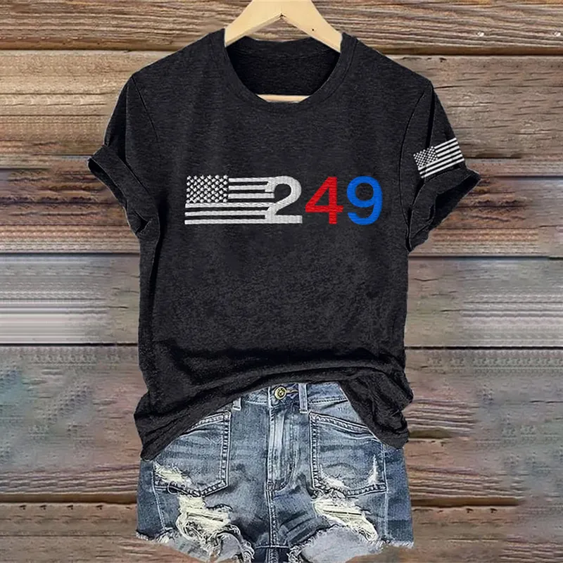 Women's Retro 205 American Flag Print T-shirt