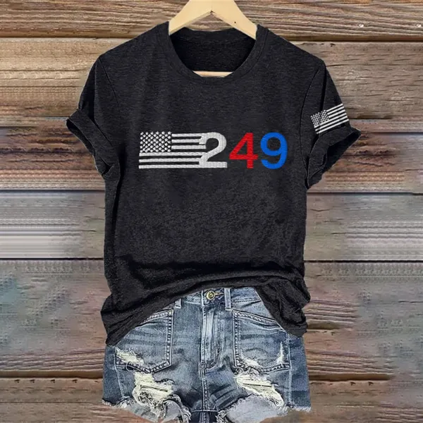 Women's Retro 205 American Flag Print T-shirt