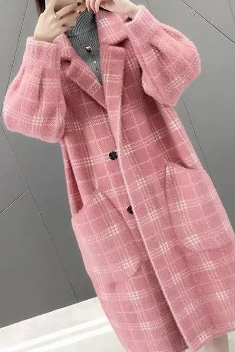 Oversized Faux Mink long lapel coat