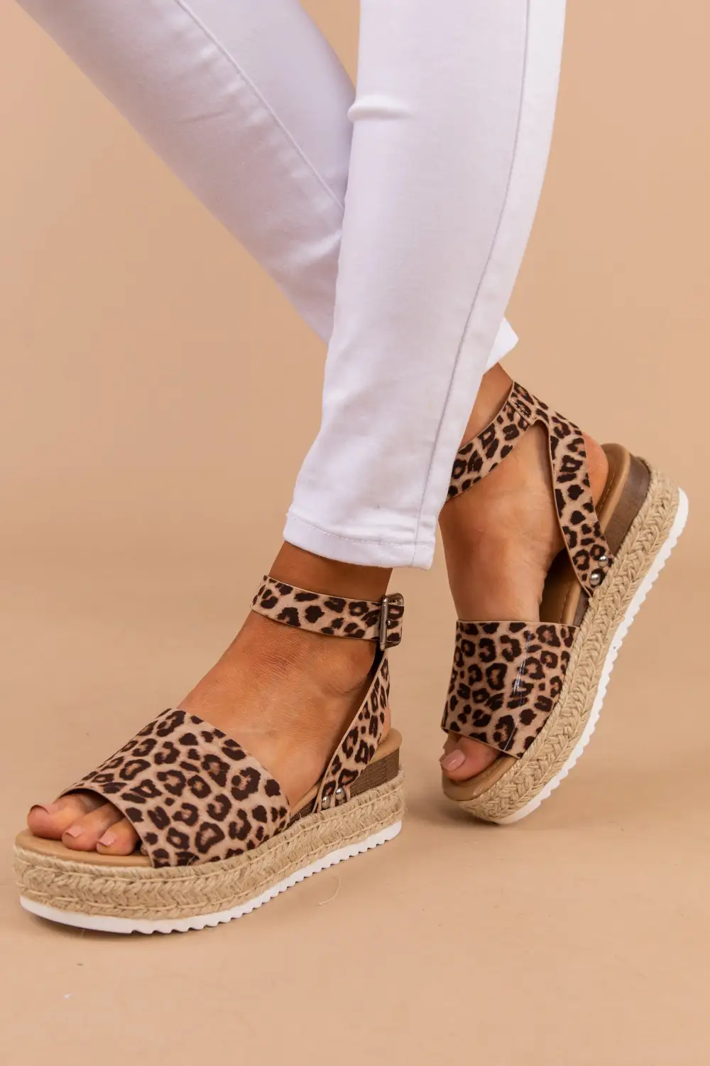On Display Brown Leopard Espadrille Sandals