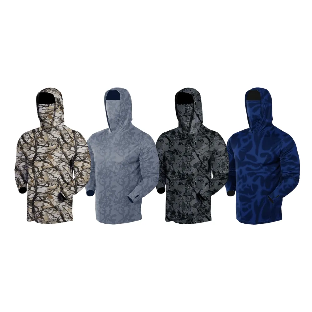 Men's UPF 50+ Hooded Camo Print Sun Protection Shirts