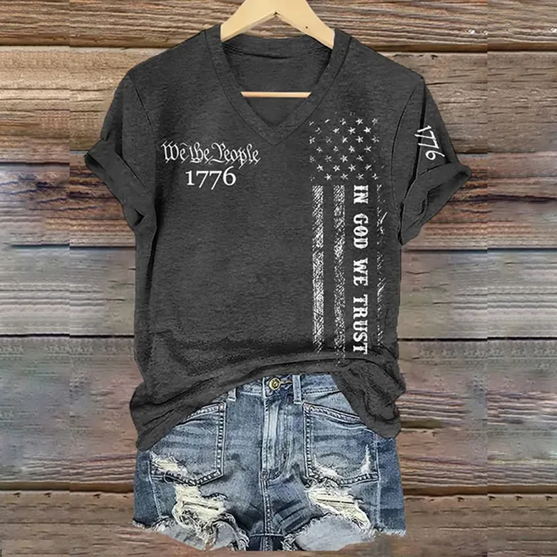 Women's In God We Trust We The People 1776 Short-sleeved T-shirt