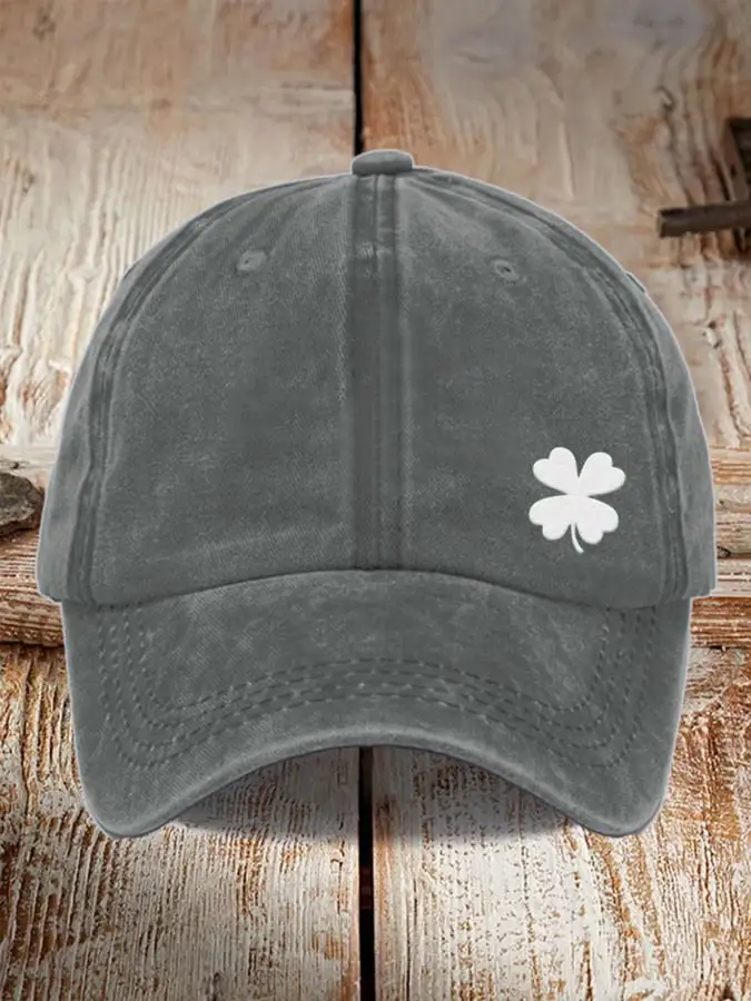 Distressed Washed Cotton St. Patrick Print Hat For Men And Women