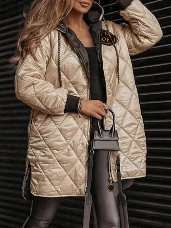 Winter Hooded Zipper Warm Padded Jacket for Women