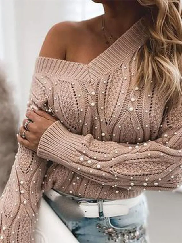Jacquard Elegant Beaded Sweater