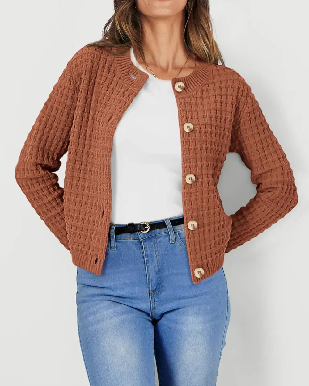 Women's Knit Cardigan Sweaters Casual Long Sleeve Open Front Button Down Trendy Jackets Outerwear