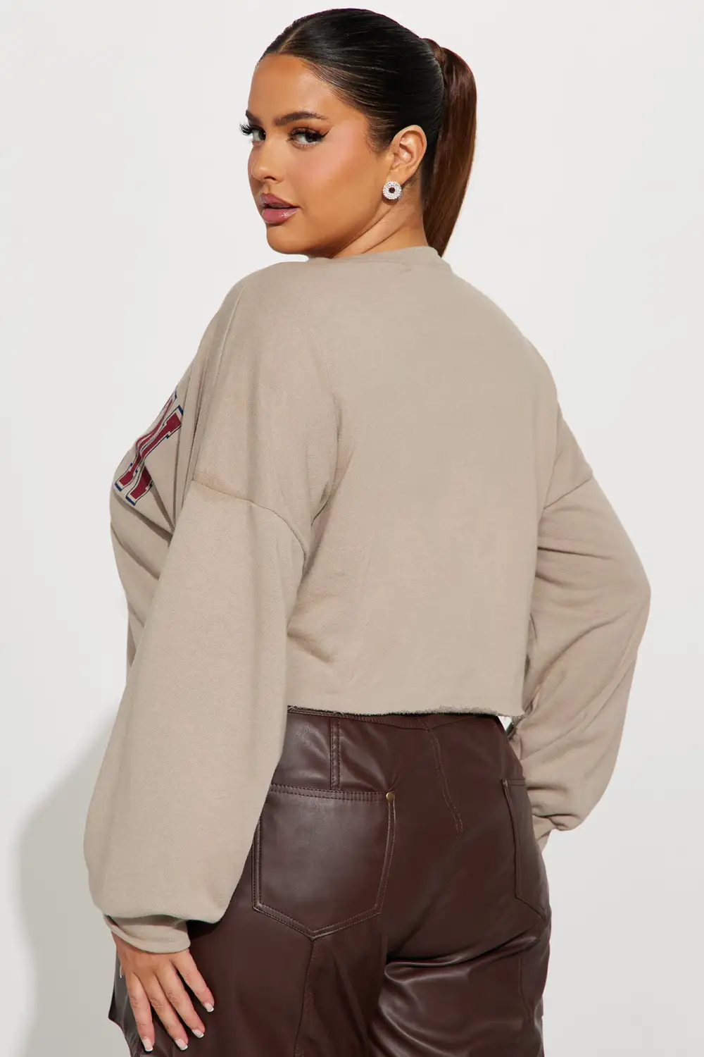 Brooklyn NY Crop Top - Taupe