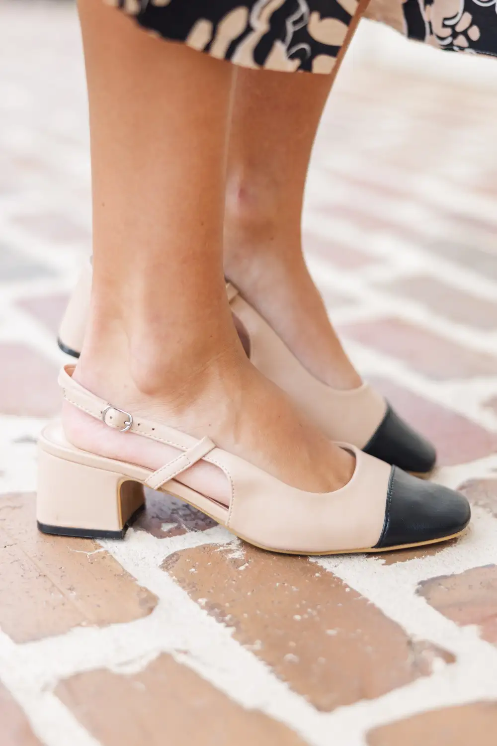 Desert Elegance Beige Captoe Slingback Heel