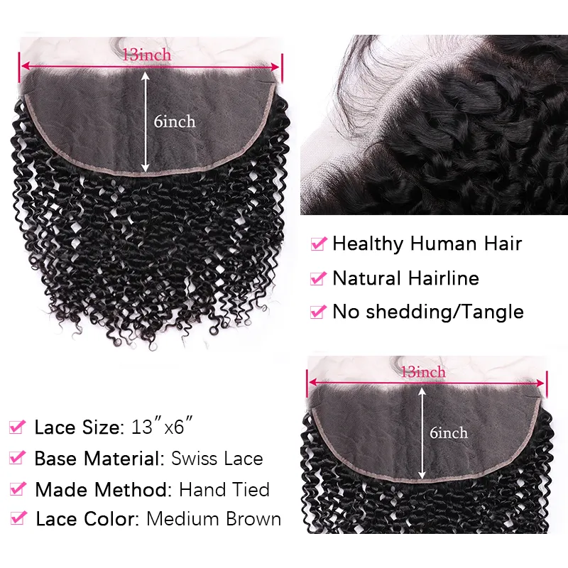 Sterly Raw Curly Bundles With 13X6 Lace Frontal Human Hair Bundles With Frontal