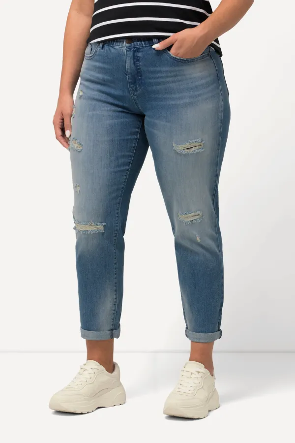 Boyfriend-Jeans Destroy-Effekte Komfortbund